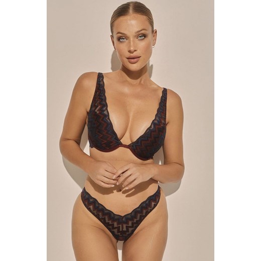 Biustonosz push-up typu bralette Windy PU-1166, Kolor bordowo-czarny, Rozmiar 65C, Kinga ze sklepu Intymna w kategorii Biustonosze - zdjęcie 184132414