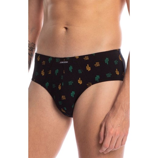 Bawełniany slipy męskie clasic w print w kaktusy 2-pack M-1005CL, Kolor czarny-wzór, Rozmiar L, LAMA ze sklepu Intymna w kategorii Majtki męskie - zdjęcie 184132702