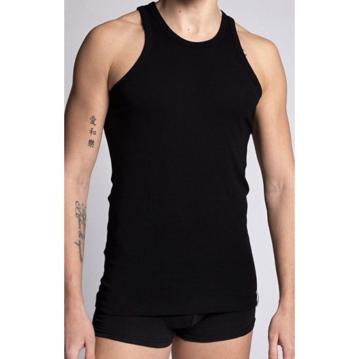 Czarny bawełniany podkoszulek męski tank top M-4002TT-02, Kolor czarny, Rozmiar 2XL, LAMA ze sklepu Intymna w kategorii Podkoszulki męskie - zdjęcie 184132764