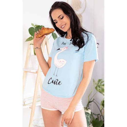 Bawełniana piżama damska Cute Flamant 0304, Kolor niebieski, Rozmiar S/M, LivCo Corsetti Fashion ze sklepu Intymna w kategorii Piżamy damskie - zdjęcie 184133501