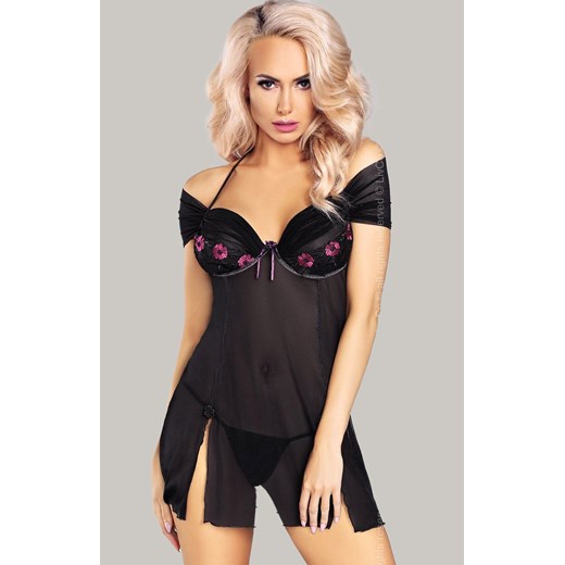 Komplet bielizny koszulka z miseczkami i stringi Kastalia LC 52431, Kolor czarny, Rozmiar S, LivCo Corsetti Fashion ze sklepu Intymna w kategorii Koszule nocne - zdjęcie 184133612