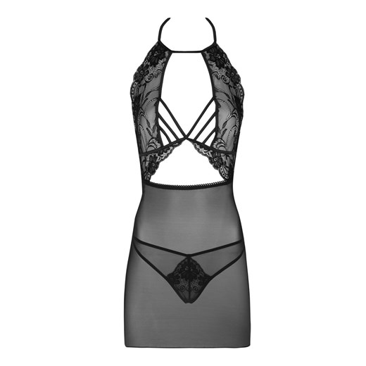 Malviami czarna przejrzysta koszulka i stringi, Kolor czarny, Rozmiar S/M, LivCo Corsetti Fashion ze sklepu Intymna w kategorii Koszule nocne - zdjęcie 184133652