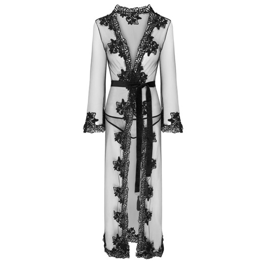 Zmysłowy komplet długi tiulowy peniuar i figi Nokina LC XG055, Kolor czarny, Rozmiar S/L, LivCo Corsetti Fashion ze sklepu Intymna w kategorii Szlafroki damskie - zdjęcie 184133752