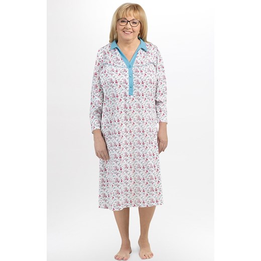 Bawełniana koszula nocna damska Jagna III 208 02, Kolor niebiesko-biały, Rozmiar 2XL, MARTEL ze sklepu Intymna w kategorii Koszule nocne - zdjęcie 184135810