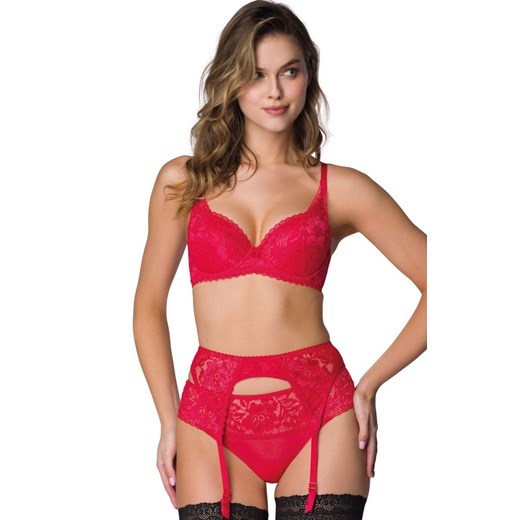 Biustonosz push-up czerwony Hannah M-0115/11, Kolor czerwony, Rozmiar 80E, Mat ze sklepu Intymna w kategorii Biustonosze - zdjęcie 184136392