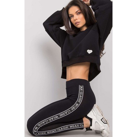 Legginsy damskie z lampasem RV-LG-7375.74, Kolor czarny, Rozmiar S, Rue Paris ze sklepu Intymna w kategorii Spodnie damskie - zdjęcie 184137543