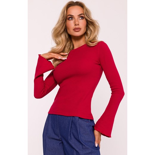 Bluzka damska z długimi poszerzonymi rękawami czerwona M806, Kolor czerwony, Rozmiar 2XL/3XL, MOE ze sklepu Intymna w kategorii Bluzki damskie - zdjęcie 184138323
