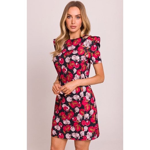 Moe wzorzysta sukienka mini z ozdobnymi rękawami M856/3, Kolor multicolour, Rozmiar L, MOE ze sklepu Intymna w kategorii Sukienki - zdjęcie 184138872
