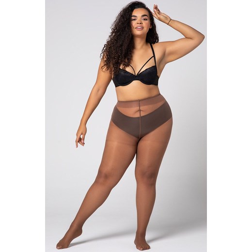 Gładkie rajstopy plus size damskie Charlotte 20 DEN, Kolor czarny (onyx), Rozmiar 5, Mona Queen Size ze sklepu Intymna w kategorii Rajstopy - zdjęcie 184139151