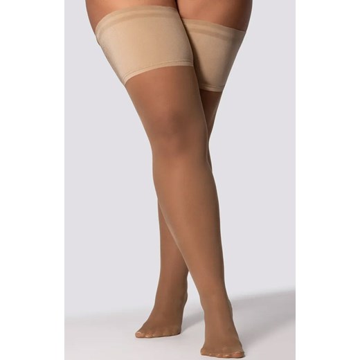 Pończochy samonośne plus size beżowe Grace 30 DEN, Kolor beżowy (jasper), Rozmiar 5/6, Mona Queen Size ze sklepu Intymna w kategorii Pończochy - zdjęcie 184139231