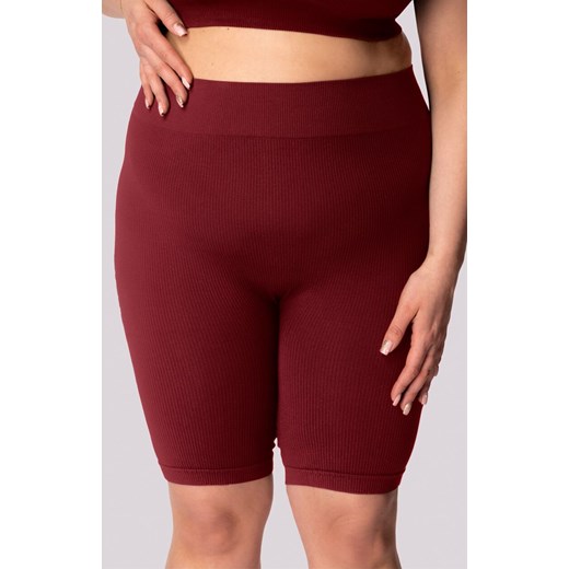 Mona kolarki damskie burgund Ribbed Plus Size, Kolor burgund, Rozmiar 2XL, Mona ze sklepu Intymna w kategorii Szorty - zdjęcie 184139270