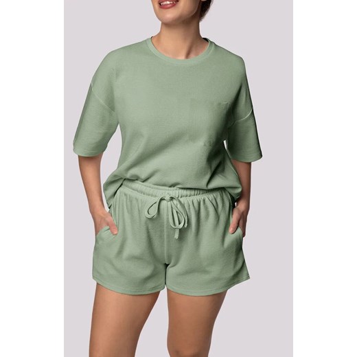 Mona bawełniana piżama damska pistacjowa Cozy Short Sleeve Plus Size, Kolor pistacjowy, Rozmiar 2XL, Mona ze sklepu Intymna w kategorii Piżamy damskie - zdjęcie 184139354