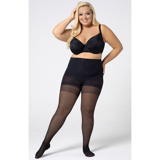 Gładkie rajstopy plus size damskie Shaping 30 DEN, Kolor czarny (onyx), Rozmiar 5, Mona Queen Size ze sklepu Intymna w kategorii Rajstopy - zdjęcie 184139483