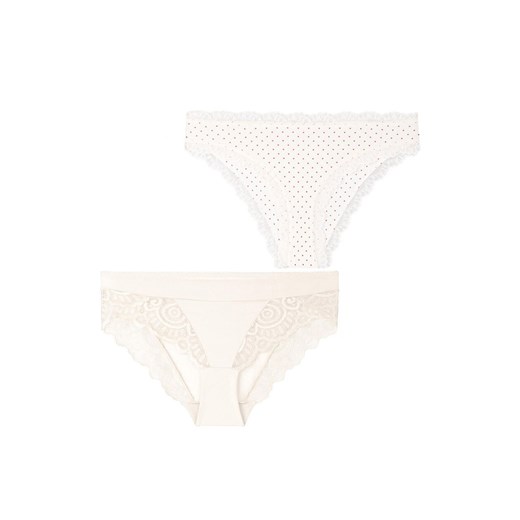 Moraj 2-pak figi damskie bikini wykończone koronką BCL1900-008_2, Kolor ecru-wzór, Rozmiar S, Moraj ze sklepu Intymna w kategorii Majtki damskie - zdjęcie 184139621