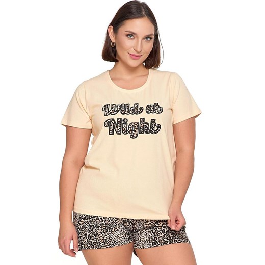 Moraj krótka piżama damska plus size PDD3500-013, Kolor beżowy-panterka, Rozmiar XXL, Moraj ze sklepu Intymna w kategorii Piżamy damskie - zdjęcie 184139662