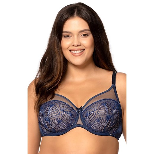 Biustonosz koronkowy Lorenza soft miękki plus size BO55, Kolor granatowy, Rozmiar 65E, Mefemi ze sklepu Intymna w kategorii Biustonosze - zdjęcie 184140191