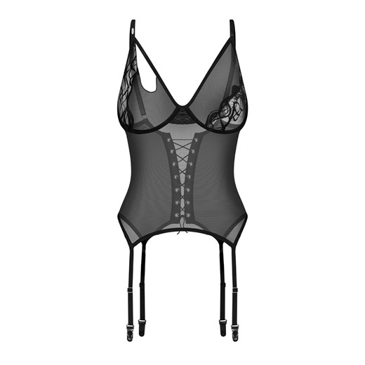 Exquisite transparentny gorset damski MP Black by Obsessive, Kolor czarny, Rozmiar S/M, Exquisite ze sklepu Intymna w kategorii Gorsety - zdjęcie 184141420