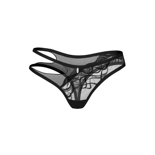 Exquisite czarne stringi damskie MP Black by Obsessive, Kolor czarny, Rozmiar L/XL, Exquisite ze sklepu Intymna w kategorii Majtki damskie - zdjęcie 184141432