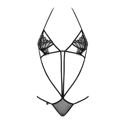 Obsessive czarne body damskie ze sznureczków i koronki Luiza teddy black, Kolor czarny, Rozmiar S/M, Obsessive ze sklepu Intymna w kategorii Body damskie - zdjęcie 184142103