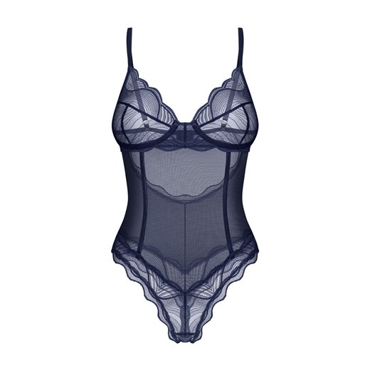 Exquisite otwarte body damskie MP Blue by Obsessive, Kolor granatowy, Rozmiar XS/S, Exquisite ze sklepu Intymna w kategorii Body damskie - zdjęcie 184142312
