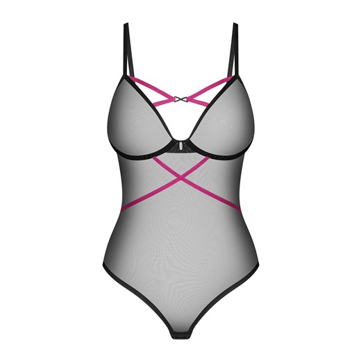 Obsessive transparentne body z paskami Novenes, Kolor czarny, Rozmiar XS/S, Obsessive ze sklepu Intymna w kategorii Body damskie - zdjęcie 184142382