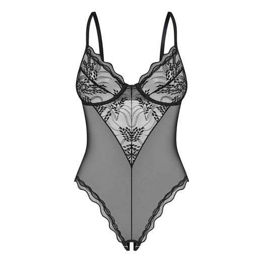 Exquisite czarne otwarte body damskie Perisia by Obsessive, Kolor czarny, Rozmiar XS/S, Exquisite ze sklepu Intymna w kategorii Body damskie - zdjęcie 184142540