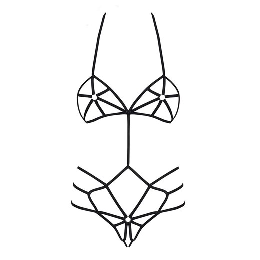 Obsessive czarne body damskie otwarte z sznureczków Slave teddy black, Kolor czarny, Rozmiar S/M, Obsessive ze sklepu Intymna w kategorii Body damskie - zdjęcie 184142833
