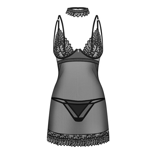 Obsessive damska koszulka nocna, stringi i choker Donarella, Kolor czarny, Rozmiar XS/S, Obsessive ze sklepu Intymna w kategorii Komplety bielizny damskiej - zdjęcie 184143111