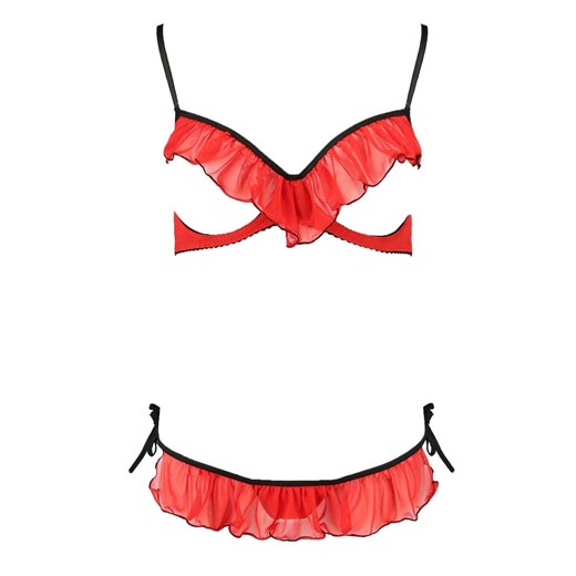 Czerwony komplet peek-a-boo Cherry, Kolor red, Rozmiar S/M, Passion ze sklepu Intymna w kategorii Komplety bielizny damskiej - zdjęcie 184143670