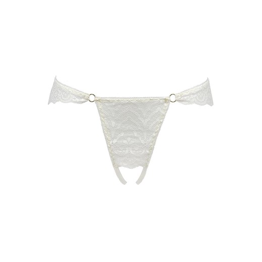Passion stringi koronkowe otwarte białe LYRIA, Kolor biały, Rozmiar 2XL/3XL, Passion ze sklepu Intymna w kategorii Majtki damskie - zdjęcie 184143964
