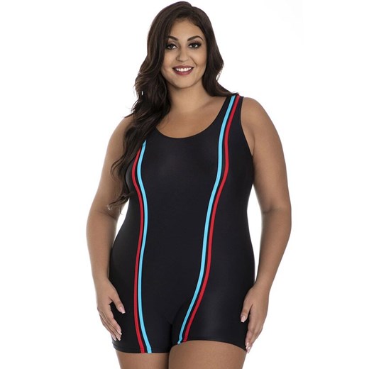 Jednoczęściowy strój kąpielowy wyszczuplający ze spodenkami plus size 608/01, Kolor czarny, Rozmiar 6XL, Primo ze sklepu Intymna w kategorii Stroje kąpielowe - zdjęcie 184144412