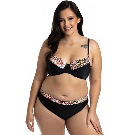 Dwuczęściowy strój kąpielowy plus size 73/04, Kolor czarny-wzór, Rozmiar XL, Primo ze sklepu Intymna w kategorii Stroje kąpielowe - zdjęcie 184144614