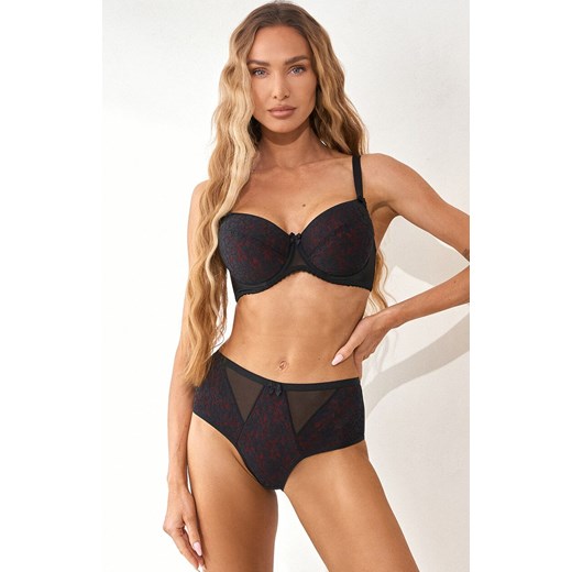 Figi damskie z wysokim stanem czarno-czerwone Laila, Kolor czarno-czerwony, Rozmiar S, PariPari Lingerie ze sklepu Intymna w kategorii Majtki damskie - zdjęcie 184147840