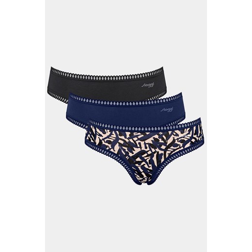 Sloggi 3-pack figi damskie Go Crush Hipster 10219671-M008, Kolor granatowy-wzór, Rozmiar L, Sloggi ze sklepu Intymna w kategorii Majtki damskie - zdjęcie 184148802