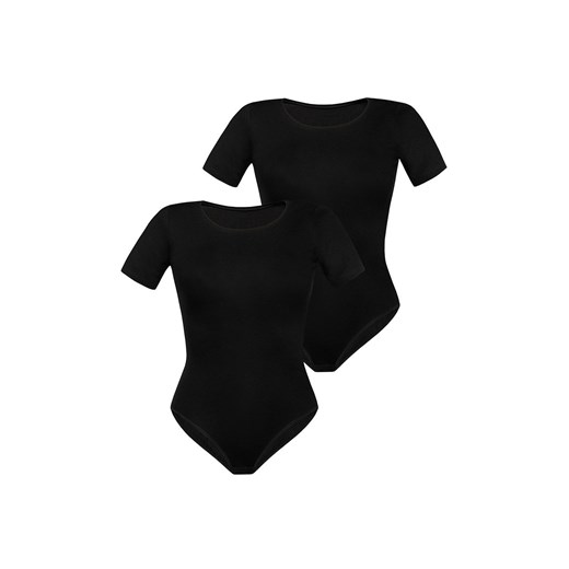 Body damskie z krótkim rękawem czarne 2-pak Shirty, Kolor czarny, Rozmiar S, Teyli ze sklepu Intymna w kategorii Bluzki damskie - zdjęcie 184149944