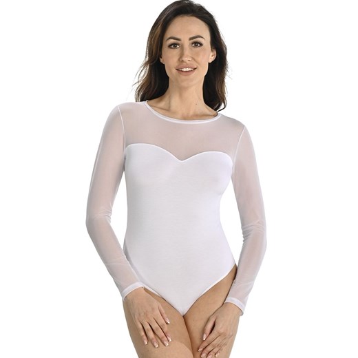 Białe body damskie z siateczką Willow 2407, Kolor biały, Rozmiar L, Teyli ze sklepu Intymna w kategorii Bluzki damskie - zdjęcie 184149974