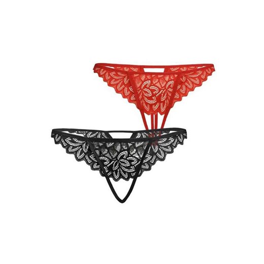 2-pack koronkowe stringi otwartym krokiem Losi 3112, Kolor czarno-czerwony, Rozmiar L/XL, Teyli ze sklepu Intymna w kategorii Majtki damskie - zdjęcie 184150084