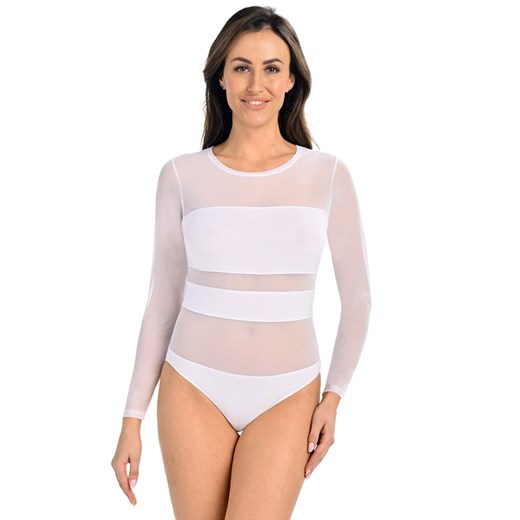 Białe body damskie Stripy 2405, Kolor biały, Rozmiar L, Teyli ze sklepu Intymna w kategorii Bluzki damskie - zdjęcie 184150431