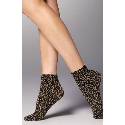 Leopardo skarpetki damskie ze wzorem, Kolor szary-wzór, Rozmiar uniwersalny, Veneziana ze sklepu Intymna w kategorii Skarpetki damskie - zdjęcie 184153832