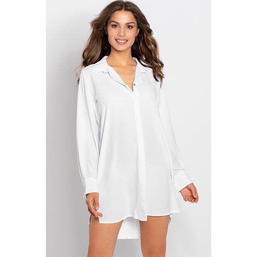 Elegancka biała koszula nocna oversize Bella, Kolor biały, Rozmiar S/M, Momenti per me ze sklepu Intymna w kategorii Koszule nocne - zdjęcie 184153982