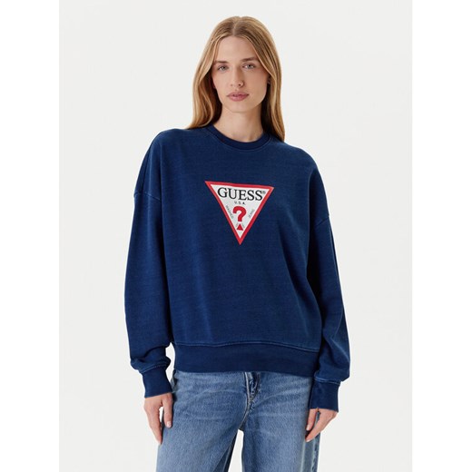 Guess Jeans Bluza W5YQ12 KCXQ1 Granatowy Oversize ze sklepu MODIVO w kategorii Bluzy damskie - zdjęcie 184155400