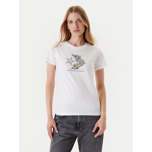 Converse T-Shirt Nature Star Chevron 10027752-A02 Biały Regular Fit ze sklepu MODIVO w kategorii Bluzki damskie - zdjęcie 184155444