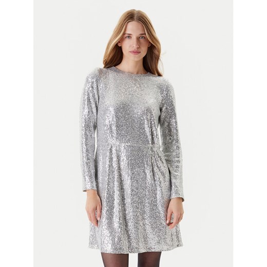 United Colors Of Benetton Sukienka dzianinowa 4RO6DV0AC Srebrny Regular Fit ze sklepu MODIVO w kategorii Sukienki - zdjęcie 184155461