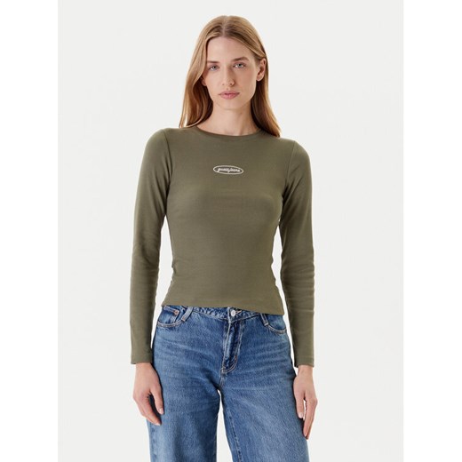 Guess Jeans Bluzka W5YP38 KA0H1 Khaki Slim Fit ze sklepu MODIVO w kategorii Bluzki damskie - zdjęcie 184155513