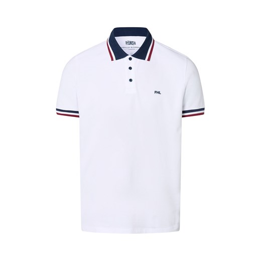 Finshley & Harding London Męska koszulka polo Mężczyźni Bawełna biały jednolity ze sklepu vangraaf w kategorii T-shirty męskie - zdjęcie 184156303
