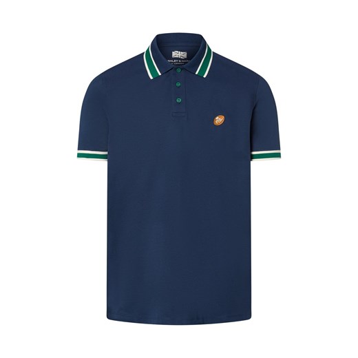 Finshley & Harding London Męska koszulka polo Mężczyźni Bawełna granatowy jednolity ze sklepu vangraaf w kategorii T-shirty męskie - zdjęcie 184156304