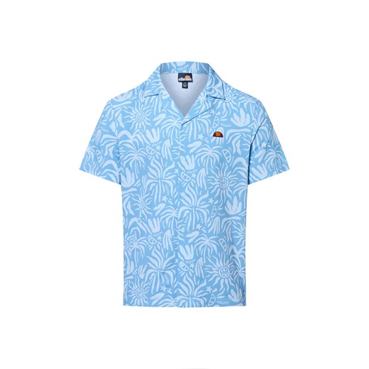 ellesse Męska koszulka z krótkim rękawem - Sunnami Mężczyźni Regular Fit niebieski wzorzysty ze sklepu vangraaf w kategorii Koszule męskie - zdjęcie 184156330
