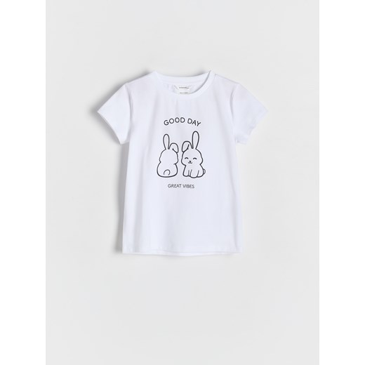 Reserved - T-shirt z nadrukiem - złamana biel ze sklepu Reserved w kategorii Bluzki dziewczęce - zdjęcie 184157411