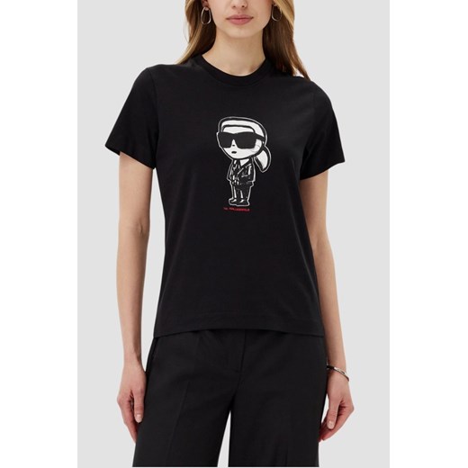 KARL LAGERFELD Czarny damski t-shirt Ikon Sketch Karl, Rozmiar XS ze sklepu outfit.pl w kategorii Bluzki damskie - zdjęcie 184157500