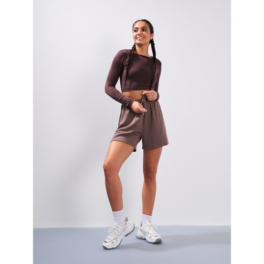 Sinsay - Szorty z prążkowanej dzianiny - brązowy Sinsay L Sinsay